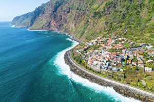 Asphalt Prints: aerial view of Jardim do Mar during a sunny spring day, Madeira, Portugal