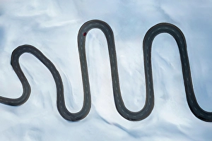 Roads Prints: Aerial view of Julier Pass, Albula, Engadine, Graubunden, Switzerland
