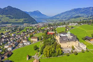 Images Dated 3rd November 2020: Aerial view at the Kantonsschule Kollegium Schwyz, Schwyz, canton Schwyz, Switzerland