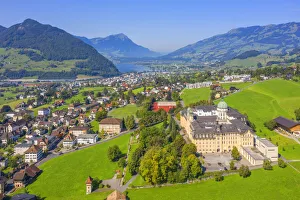 Images Dated 3rd November 2020: Aerial view at the Kantonsschule Kollegium Schwyz, Schwyz, canton Schwyz, Switzerland