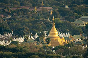 Aerial view of Kuthodaw Pagoda, Mandalay, Mandalay Region, Myanmar