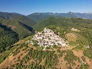 Labro Prints: Aerial View over Labro, Lazio, Italy
