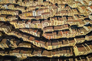 Normans Prints: Aerial view of the labyrinthine houses of the old town of Gangi