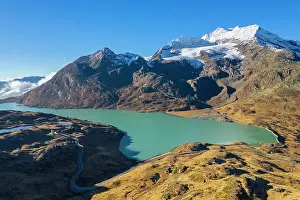 Mountain Pass Prints: Aerial view of the Lago Bianco
