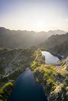 Ticino Prints: Aerial view of the lakes around Naret, Lago Superiore and Lago del Sassolo in Lavizzara