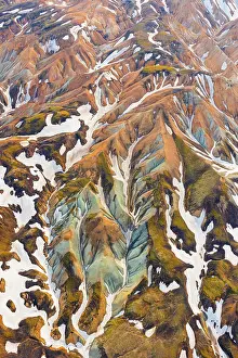 Sudurland Prints: aerial view of Landmannaugar area during a summer day, Iceland