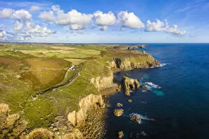 Images Dated 21st November 2019: Aerial view of Lands End coastline, Penwith peninsula