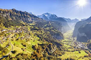 Images Dated 15th January 2019: Aerial view of Lauterbrunnen valley. Wengen, Canton of Bern, Switzerland, Europe