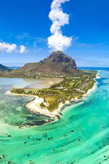 Aerial view of Le Morne Brabant peninsula. Le Morne, Black River (Riviere Noire)
