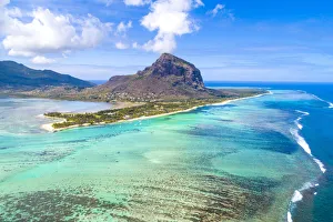 Aerial view of Le Morne Brabant peninsula