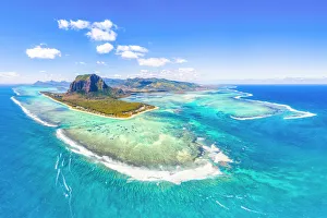 Aerial view of Le Morne Brabant Peninsula and the Underwater waterfall. Le Morne Aerial view of Le Morne Brabant Peninsula and the Underwater waterfall. Le Morne