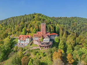 Spa Town Prints: Aerial view at Liebenzell castle, Northern Black Forest, Baden-Wurttemberg, Germany