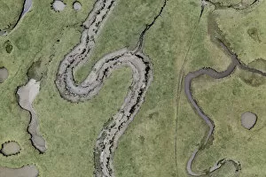 Images Dated 8th December 2021: Aerial view of Llanrhidian Marsh on the Gower Peninsula, Wales, UK
