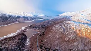 Scenic View Prints: Aerial view over Loch Cuaich along the north coast 500 driving route