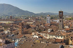 An aerial view of Lucca; Tuscany