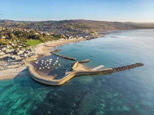 Lyme Bay Prints: Aerial view over Lyme Regis and Lyme Bay