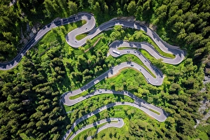 Roads Prints: Aerial view of the Maloja Pass during summer