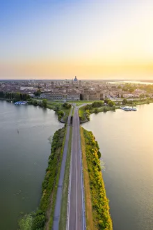 Ducal Palace Prints: Aerial view of Mantua, Lombardy, Italy, Europe