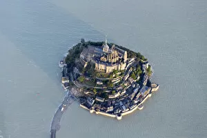 Brittany Gallery: aerial view of Mont Saint Michel at high tide, Manche, France