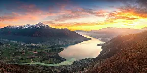 Monte Legnone Prints: Aerial view of Monte Legnone and Monti Lariani at sunset, Lake Como, Lombardy, Italy