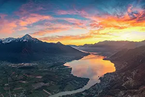 Lake District Prints: Aerial view of Monte Legnone at sunset, Alto Lario, Lake Como, Lombardy, Italy