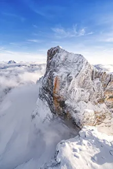 Clear Sky Prints: Aerial view of Monte Pelmo in winter, Dolomites, Belluno province, Veneto, Italy