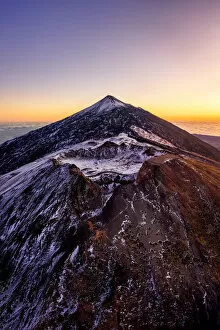 Images Dated 3rd March 2020: Aerial view of mount Teide and the Pico Viejo at dusk. Teide National Park