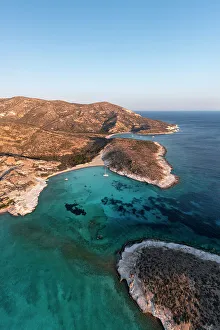 Clear Prints: Aerial view of Myrsini Bay in Polyaigos Island