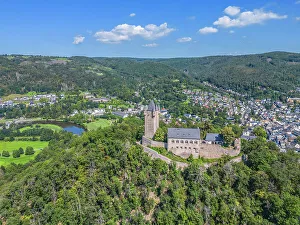 Westerwald Prints: Aerial view at Nassau castle, Nassau an der Lahn