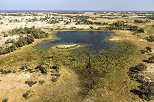Images Dated 27th August 2021: Aerial view of Okavango Delta, Botswana