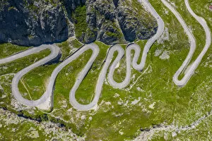 Images Dated 3rd November 2020: Aerial view at the old Gotthard pass road, canton Ticino, Switzerland