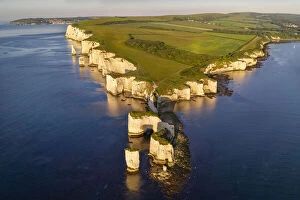 Images Dated 16th July 2021: Aerial view of Old Harry Rocks on the Jurassic Coast World Heritage Site, Studland