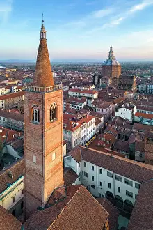 City Centre Prints: Aerial view of the old medieval church of Santa Maria del Carmine at sunset