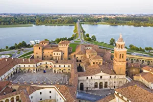 Aerial view of the old town of Mantua, Lombardy, Italy, Europe
