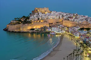 Castello Prints: Aerial view of the old town, Peniscola, Valencian Community, Spain