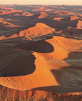 Sossusvlei Prints: Aerial view of orange sand dunes