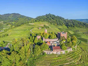 Aerial view at Ortenberg castle near Offenburg, Black Forest, Baden-Wurttemberg, Germany