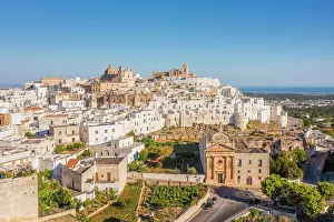 Ostuni Prints: Aerial view of Ostuni, also known as the withe city. province of Brindisi, Apulia, Italy