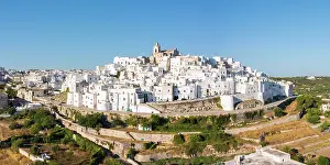 Ostuni Prints: Aerial view of Ostuni, also known as the withe city. province of Brindisi, Apulia, Italy