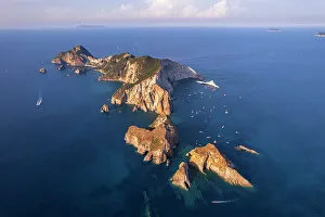 Tyrrhenian Prints: Aerial view of Palmarola island and sea stacks