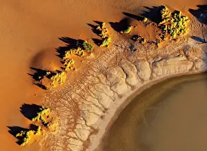 Sossusvlei Prints: Aerial view of patterns created by streams after heavy rain
