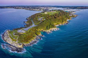 Cornish Prints: Aerial view over Pendennis Castle and Falmouth, Cornwall, England