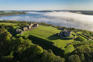 Falmouth Prints: Aerial view of Pendennis Castle in Falmouth, Cornwall, England. Spring (May) 2023