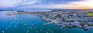Aerial view over the Penryn river and Falmouth, Cornwall, England