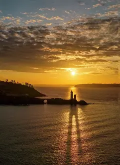 Cloud Prints: Aerial View Over Petit Minou Lighthouse at Sunrise, Finistere, Brittany, France