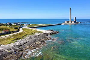 Barfleur Prints: Aerial view Phare de Gatteville, Barfleur Manche, Normandy, France