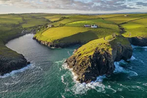 Images Dated 5th July 2022: Aerial view of Port Quin surrounded by rugged Cornish coastline, Cornwall, England