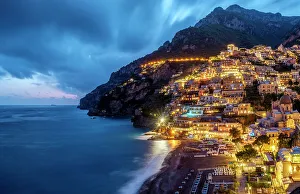 Campania Prints: Aerial View Positano, Amalfi Coast, Campania, Italy
