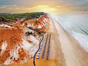 Lagos Prints: Aerial View, Praia da Falesia, Falesia Beach Faro District Algarve, Portugal
