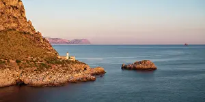 Sicilia Prints: Aerial view of Promontorio Di Capo Zafferano, Sicily, Italy
